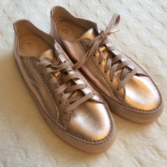 clarks rose gold sneakers
